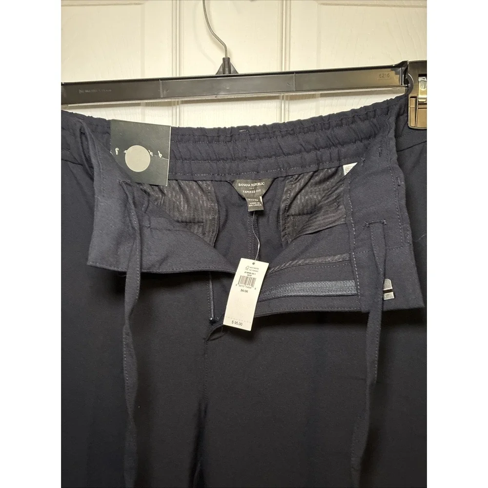 Men's Banana Republic Tailored Tapered  Trouser Pant Elastic Band Blue 34x36